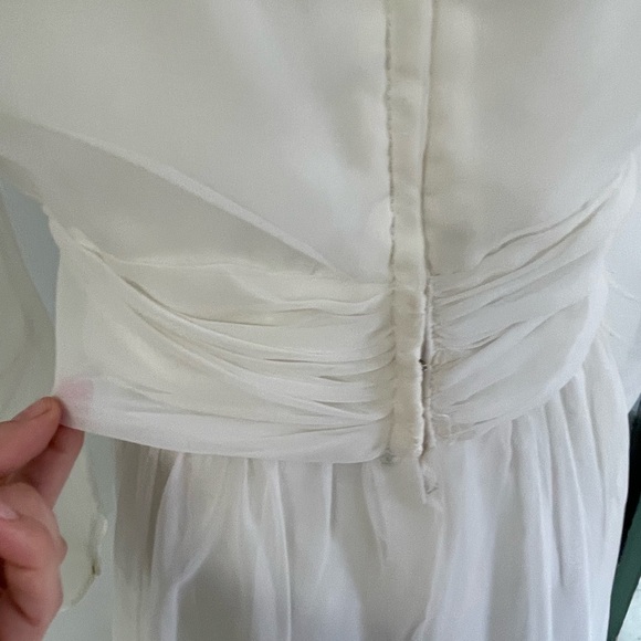 Vintage Emma Domb Wedding Dress white sheer sleeves & skirt absolutely beautiful - Picture 7 of 16